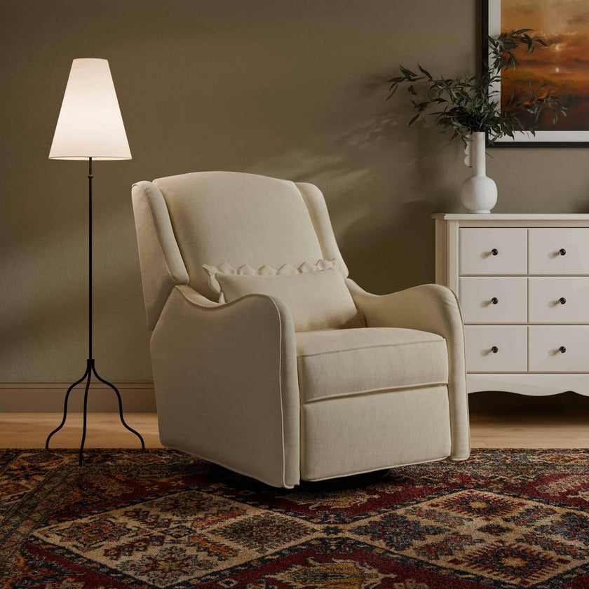 Devon Recliner and Swivel Glider in Performance Ivory Eco-Basketweave