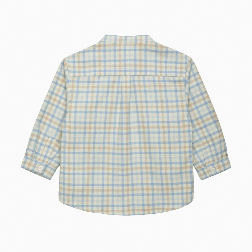 Baby Oscar Shirt in Pale Blue/Oatmeal Check