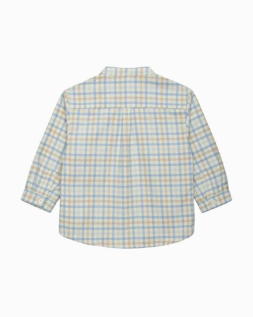 Baby Oscar Shirt in Pale Blue/Oatmeal Check