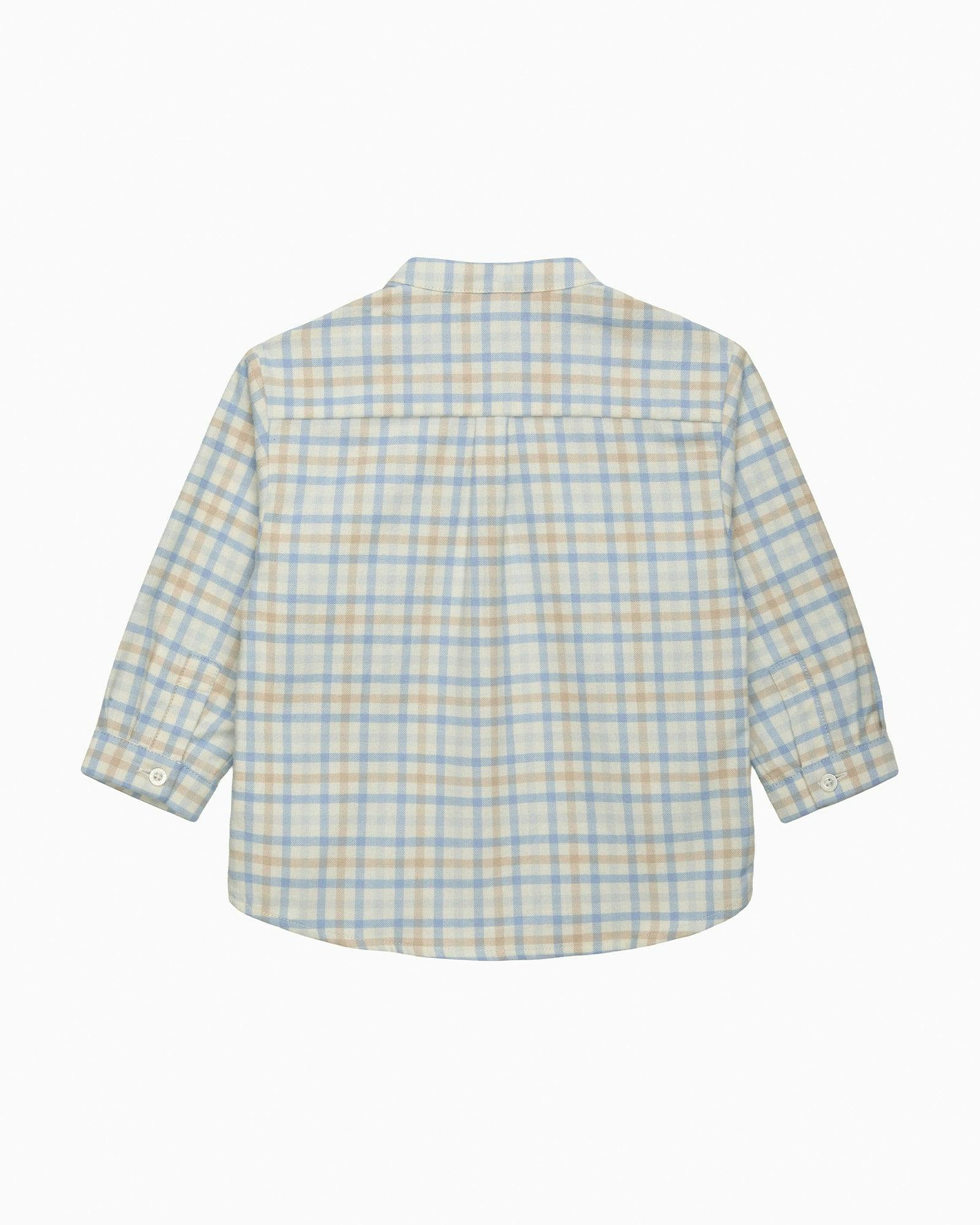 Baby Oscar Shirt in Pale Blue/Oatmeal Check