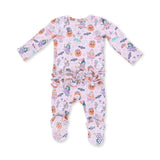 Halloween Monster Dress Up Pink - 2 Way Ruffle Back Zipper Footie