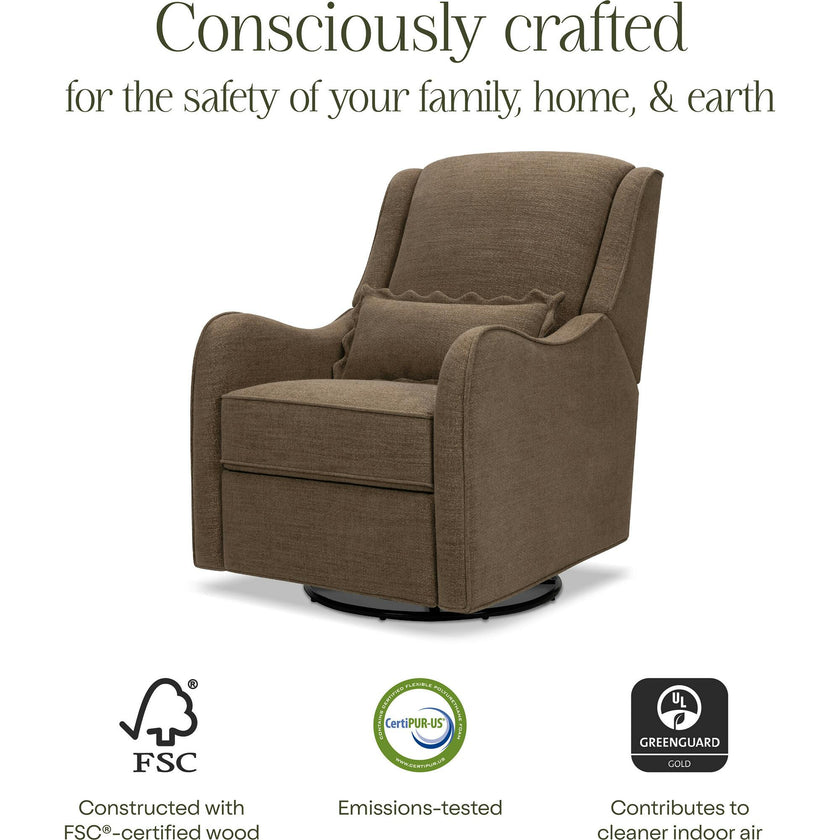 Devon Recliner and Swivel Glider in Performance Truffle Eco-Basketweave