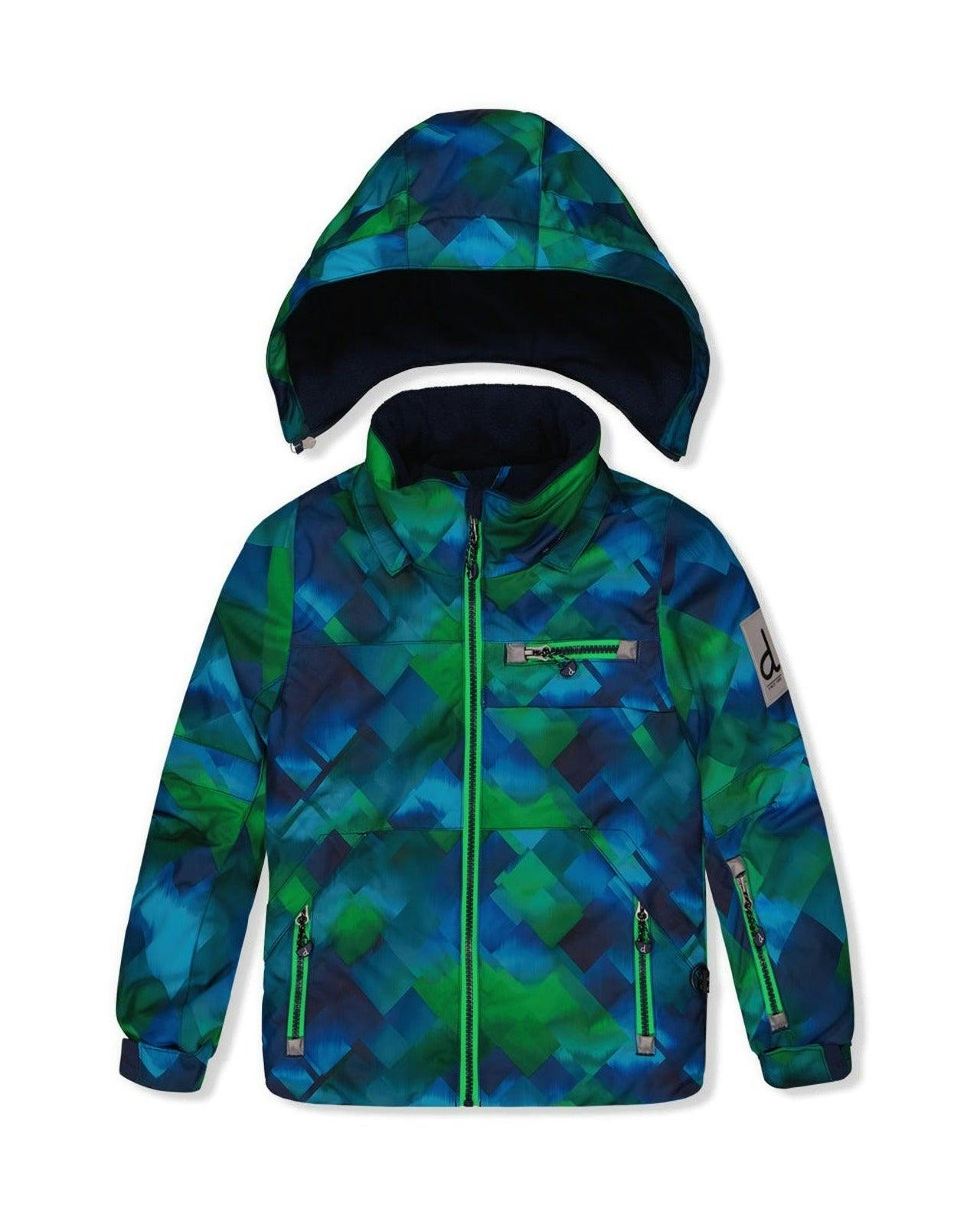 Two Piece Play Snowsuit Blue and Green Checkered Print with Navy Pants