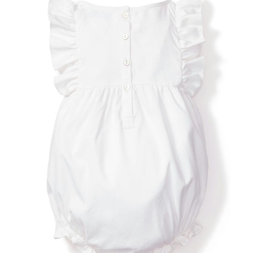 Baby's Twill Ruffled Romper in White