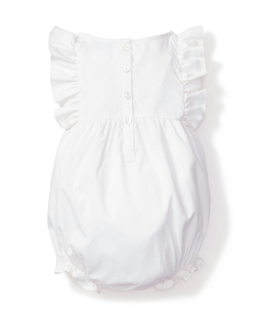 Baby's Twill Ruffled Romper in White