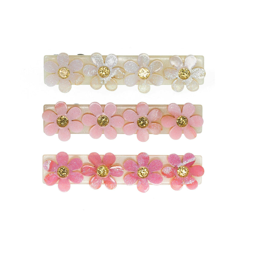 SPR - Flowers Pink & White Shimmer Hair Clips