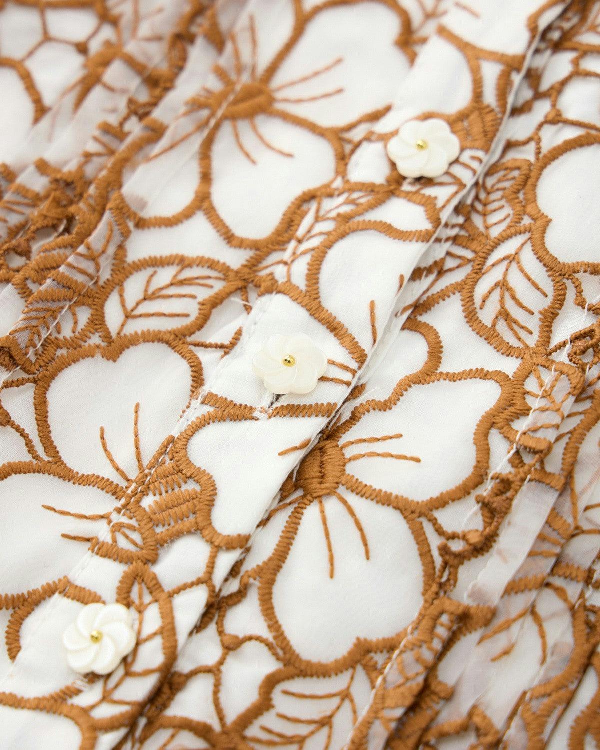 Chelsea Cotton Embroidered Dress, Tan