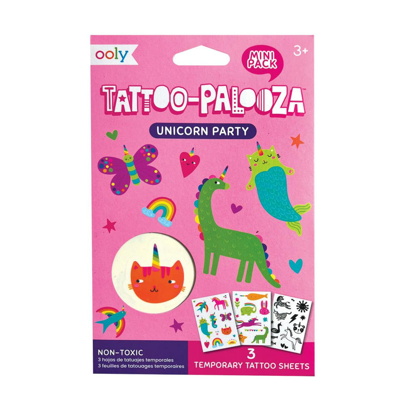 Tattoo Palooza Temporary Tattoos Mini Pack - Unicorn Party - 3 Sheets