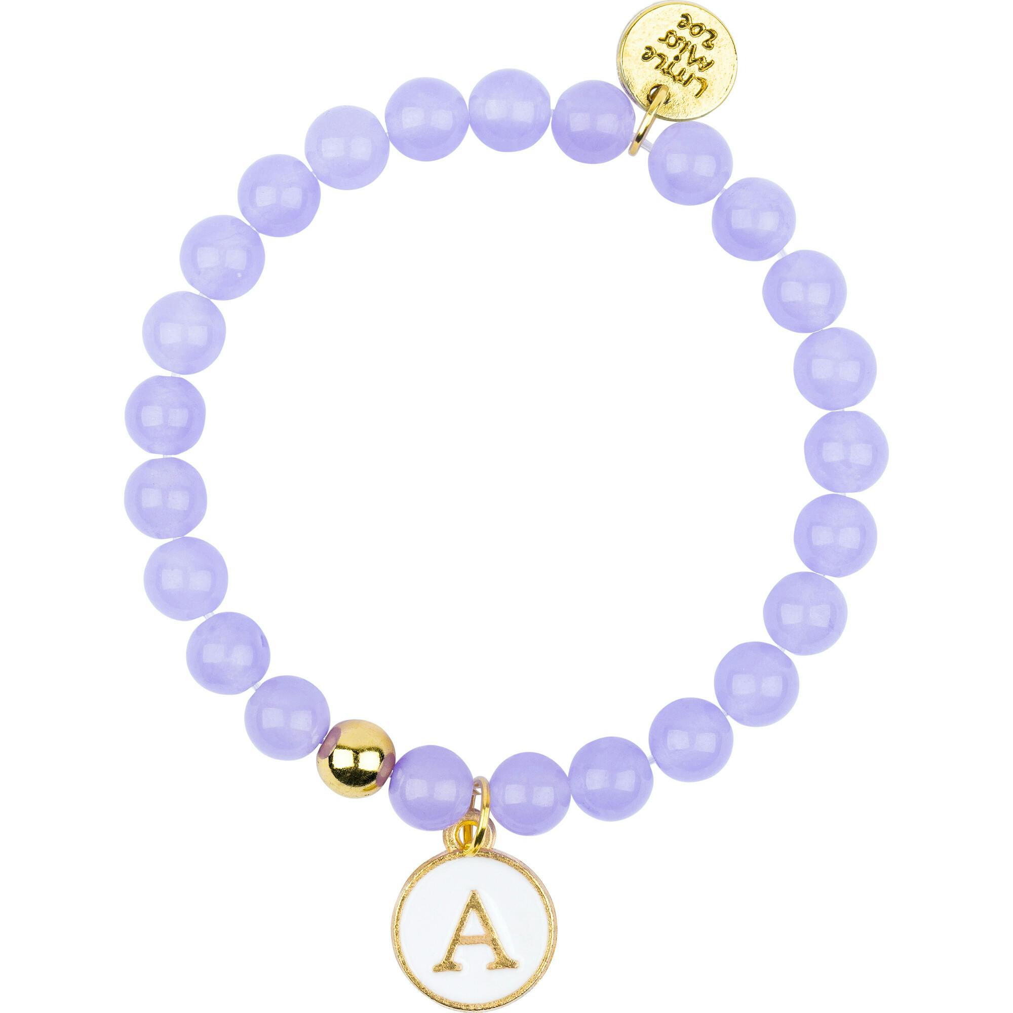 Gemstone Bracelet With Initial Enamel Charm