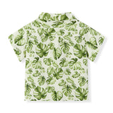 Island Leaf Linen Button-Up Shirt and Shorts Set