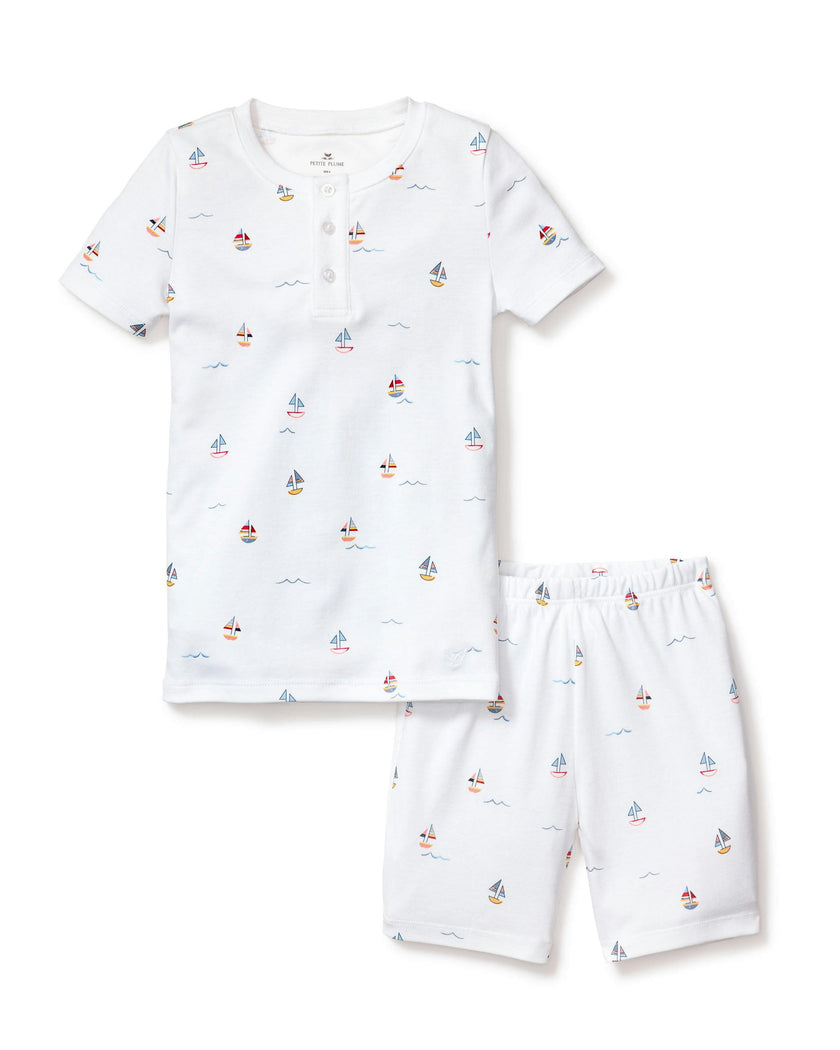 Kid's Pima Snug Fit Pajama Short Set in Bateau