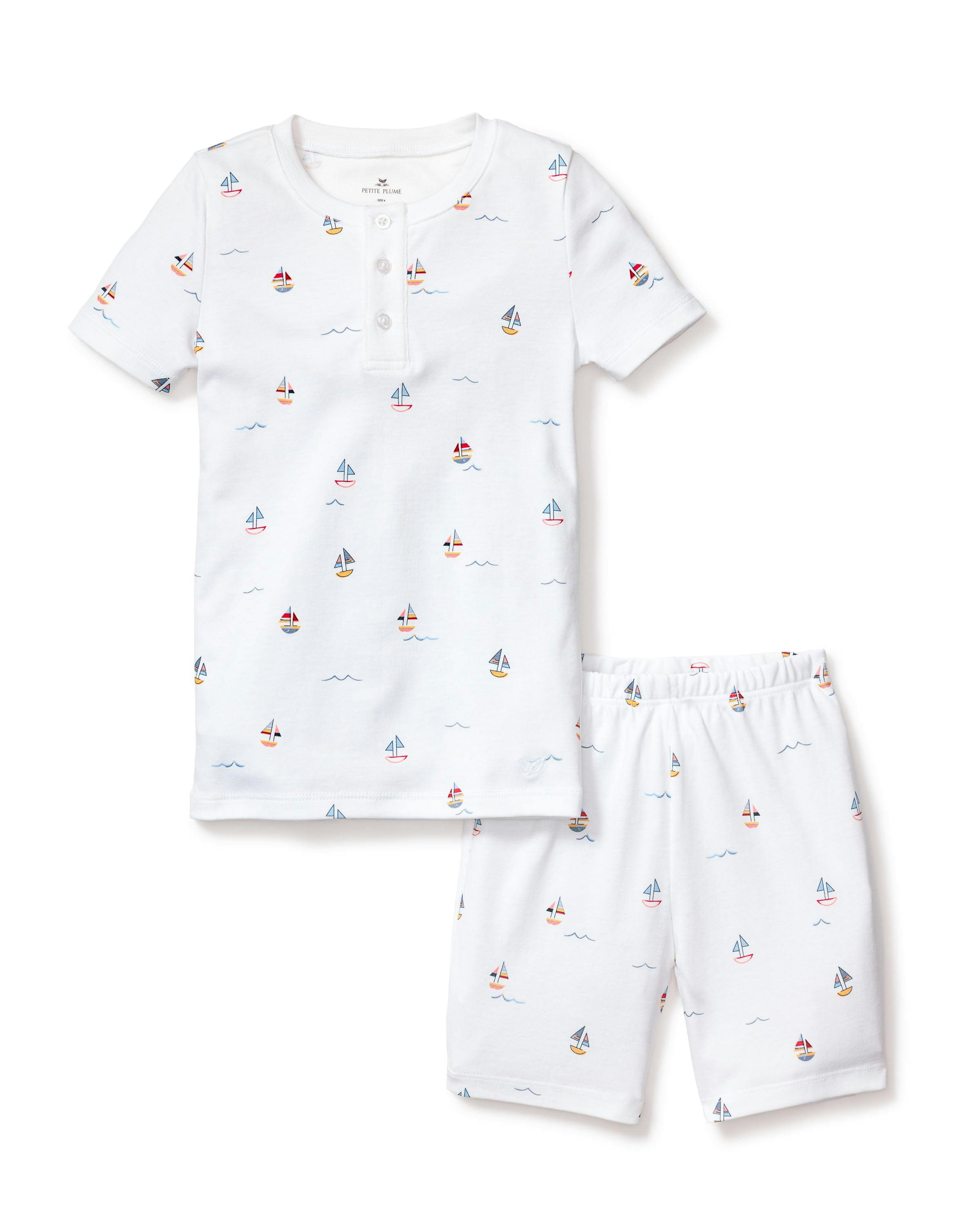 Kid's Pima Snug Fit Pajama Short Set in Bateau