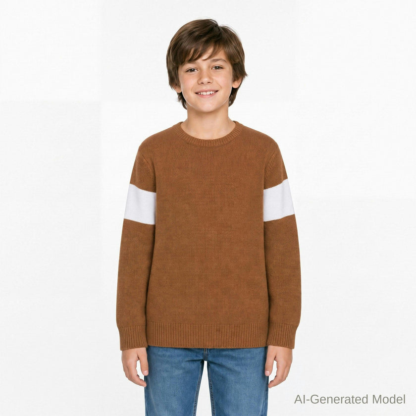 Big Kids Boys Crewneck Sweater | Burnt Orange