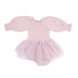 Solid Muslin Lotus - Long Sleeve Smocked Bubble with Tutu