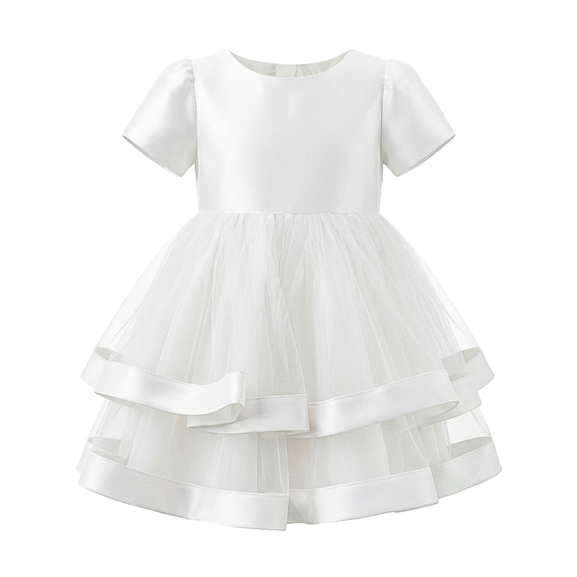 White Suttona Satin Bow Dress