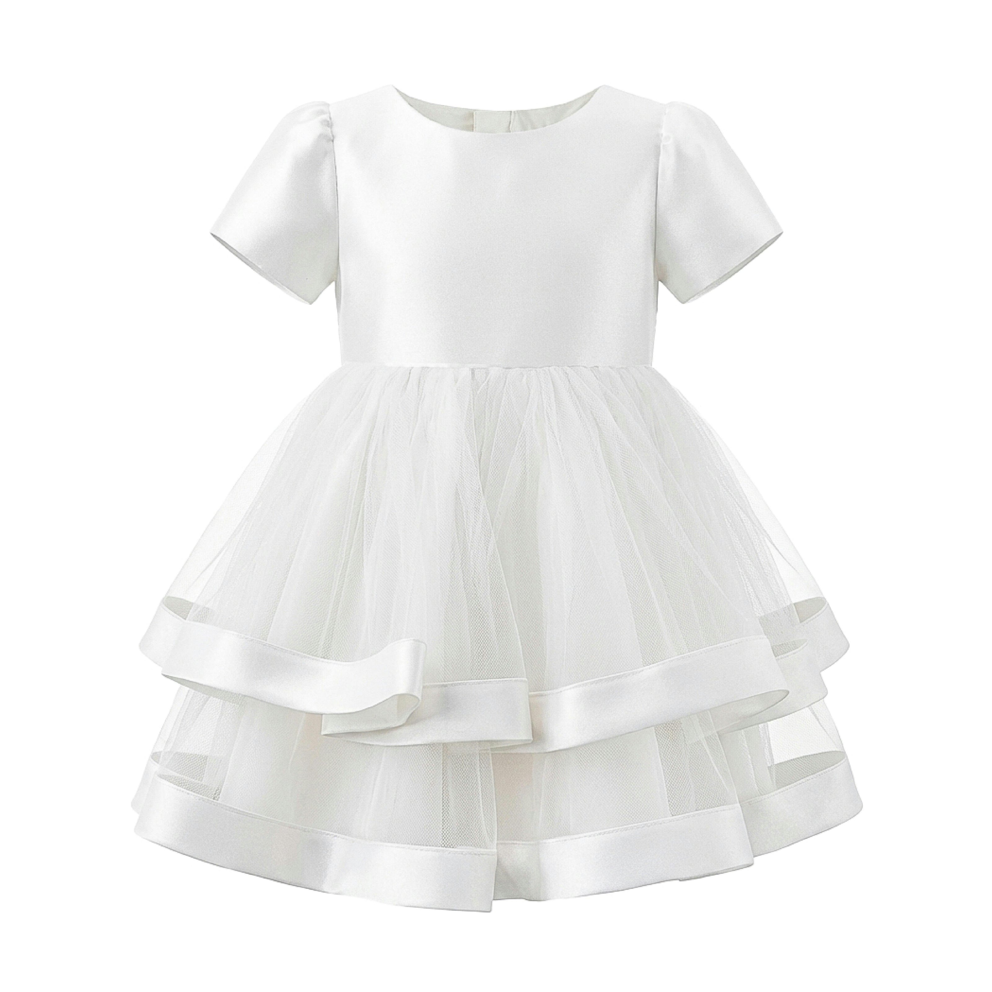 White Suttona Satin Bow Dress
