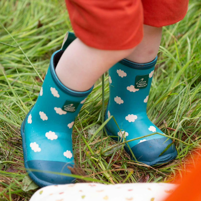 Wellington Classic Calf Length Round Toes Waterproof Boots, Blue