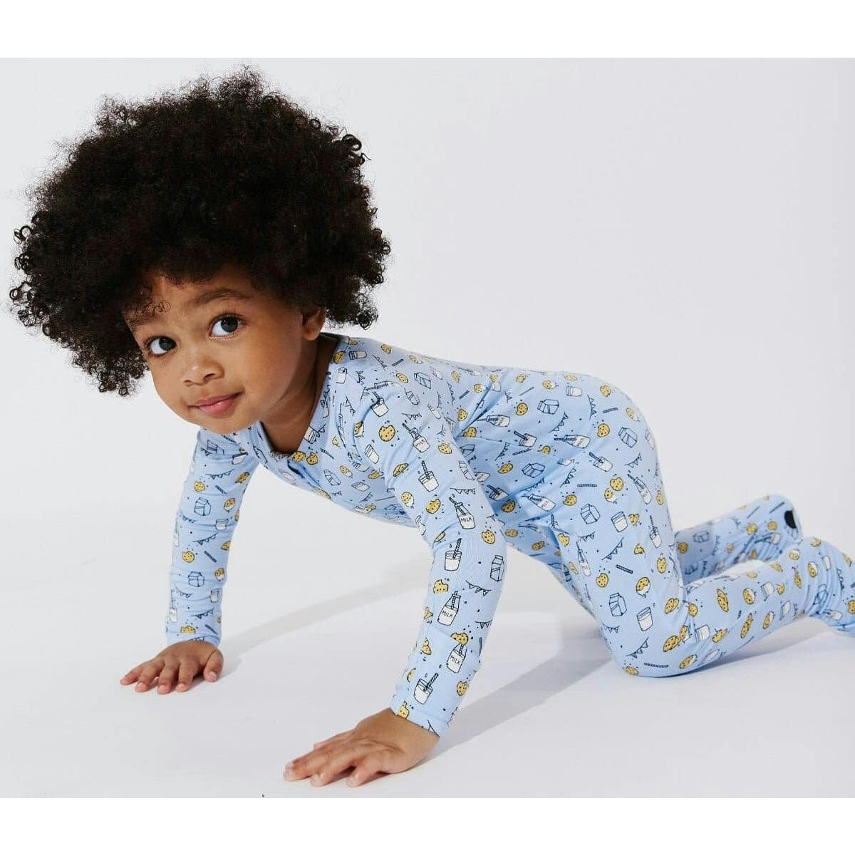 Milk and Cookies Blue Bamboo Convertible Footie