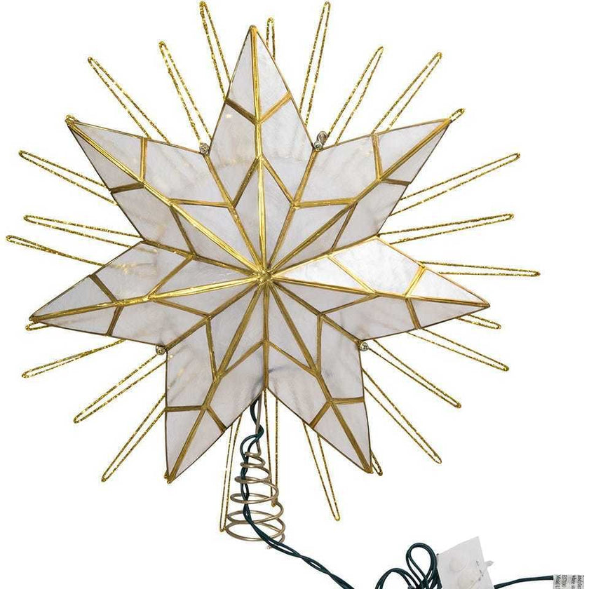 14-Inch 7-Point Natural Capiz Star Lighted Treetop