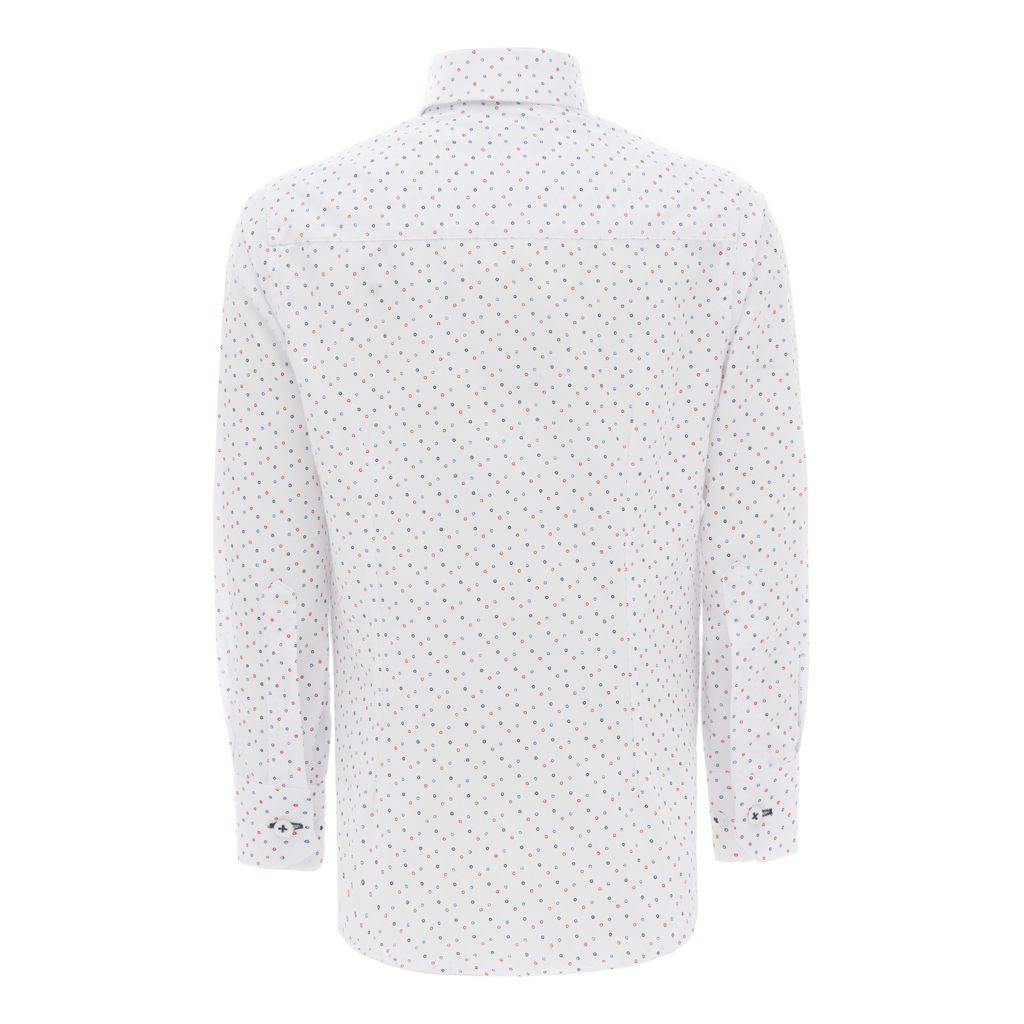 White Circle Print Dress Shirt