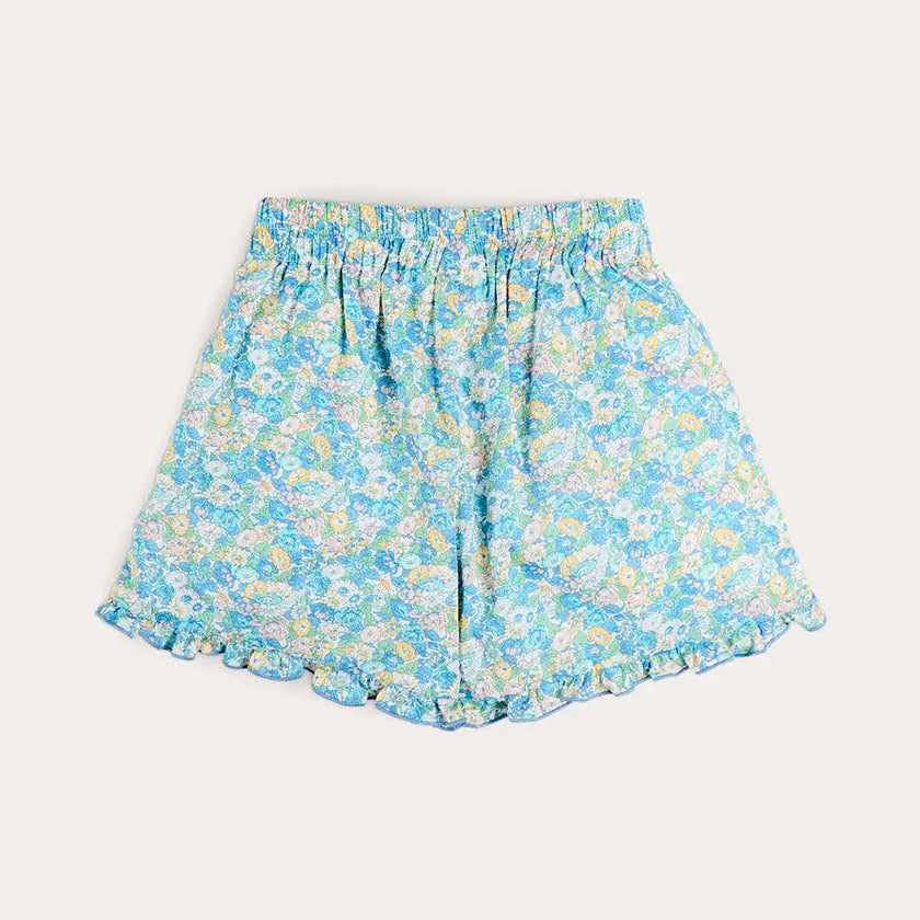 Leontyne Floral High Waisted Shorts in Blue Made with Liberty Fabric (2-12yrs)