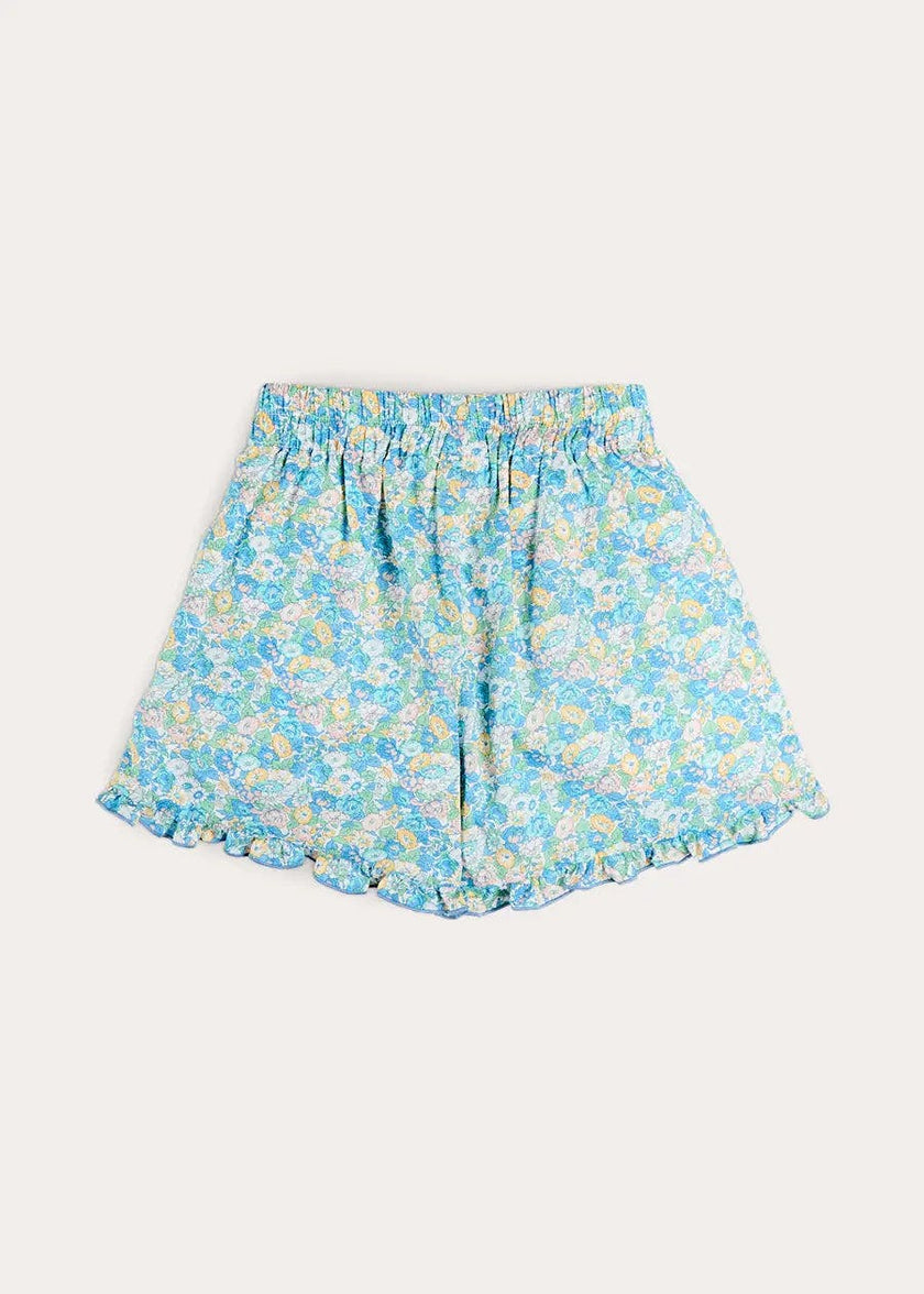 Leontyne Floral High Waisted Shorts in Blue Made with Liberty Fabric (2-12yrs)