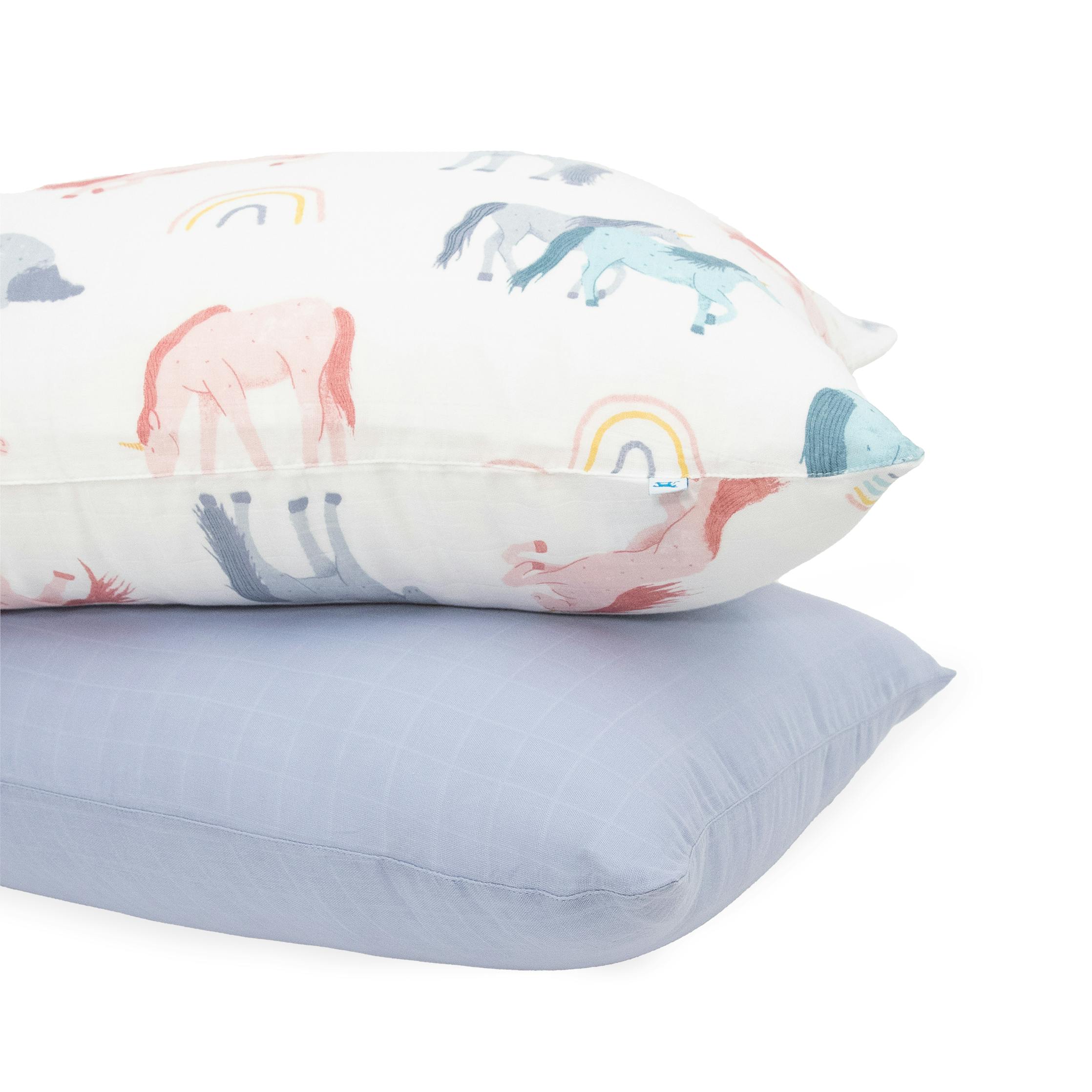 Cotton Muslin Pillowcase 2 Pack - Unicorns