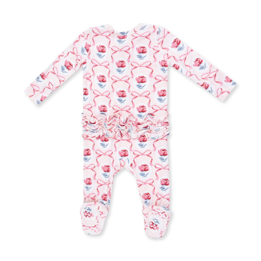 Leslie Rose - 2 Way Ruffle Back Zipper Footie