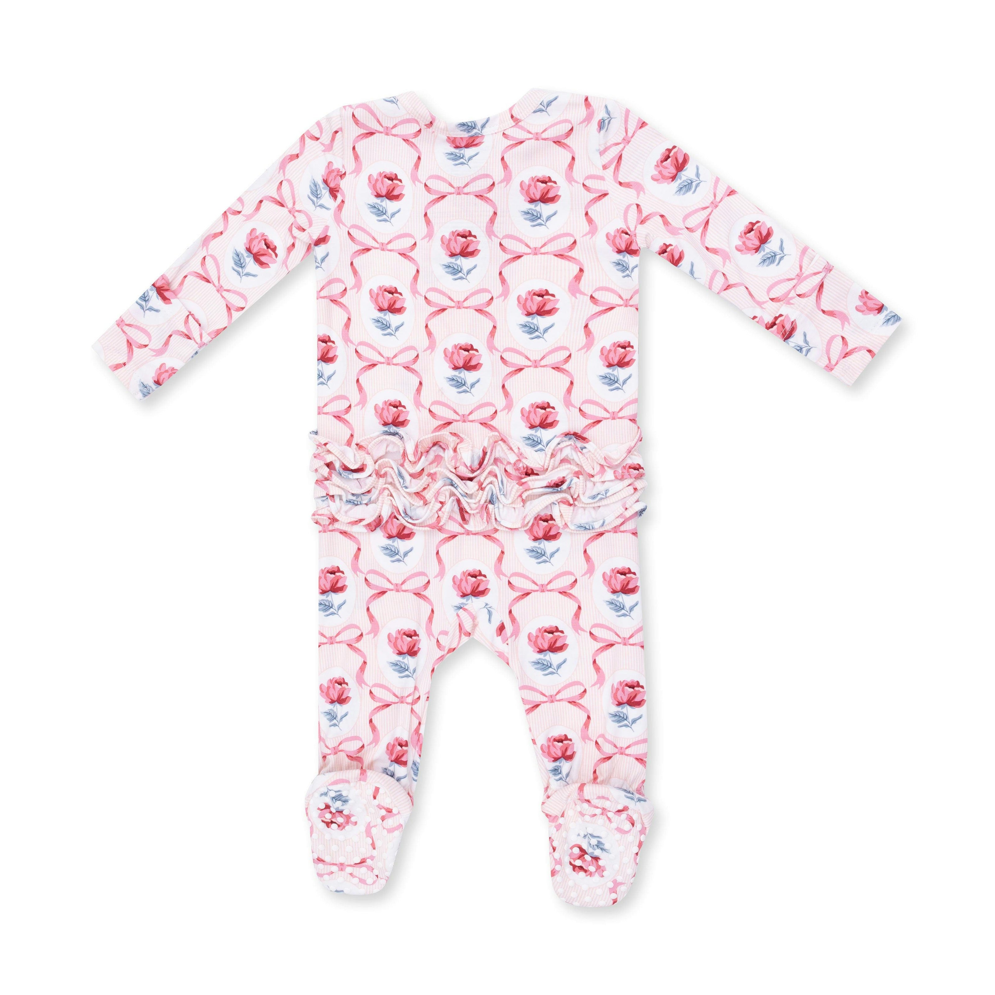 Leslie Rose - 2 Way Ruffle Back Zipper Footie