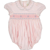 Princess Charlotte Pink Hand-Smocked Bubble Romper