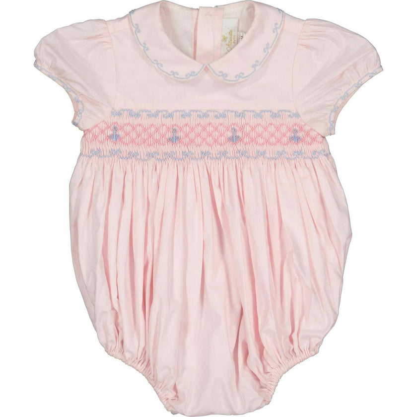 Princess Charlotte Pink Hand-Smocked Bubble Romper