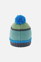 Winter Knit Hat with Pompom Blue and Grey Knitwear