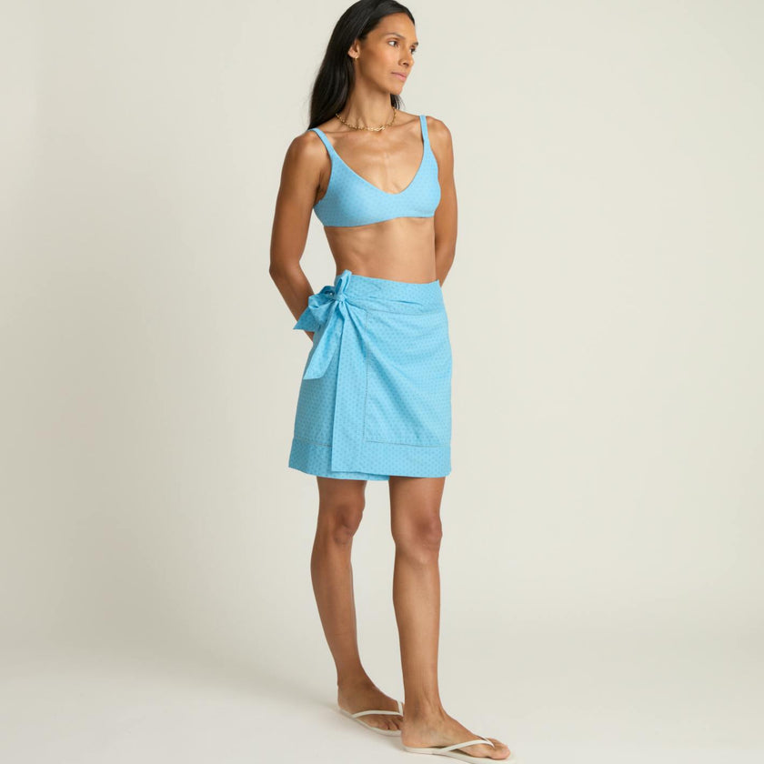 women's le marin blue short pareo