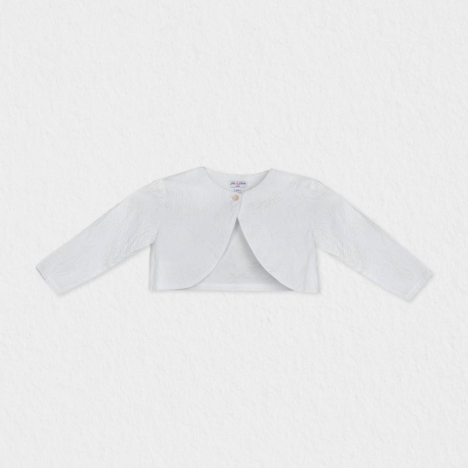 Enya Girl Bolero 3/4 Sleeve, White Grape Embroidery
