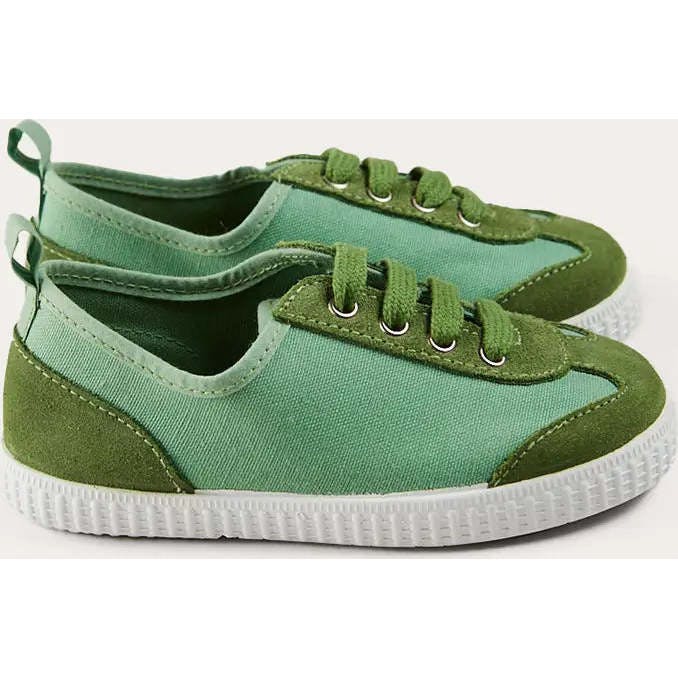 Canvas Lace Up Plimsols in Green (23-35EU)