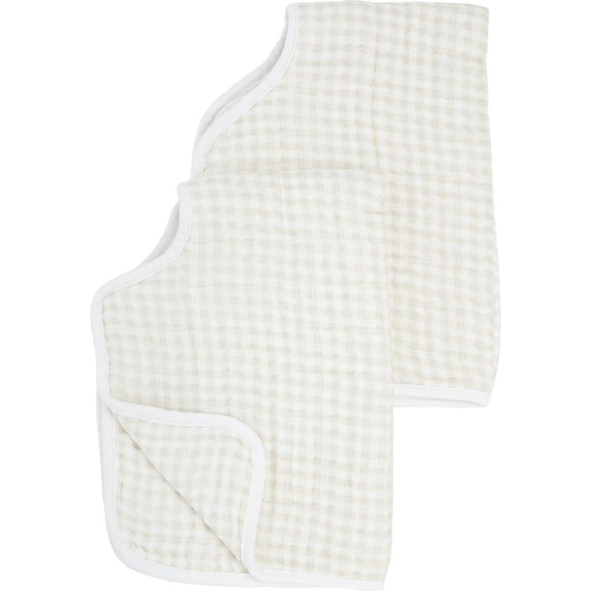 Cotton Muslin Burp Cloth 2 Pack - Tan Gingham