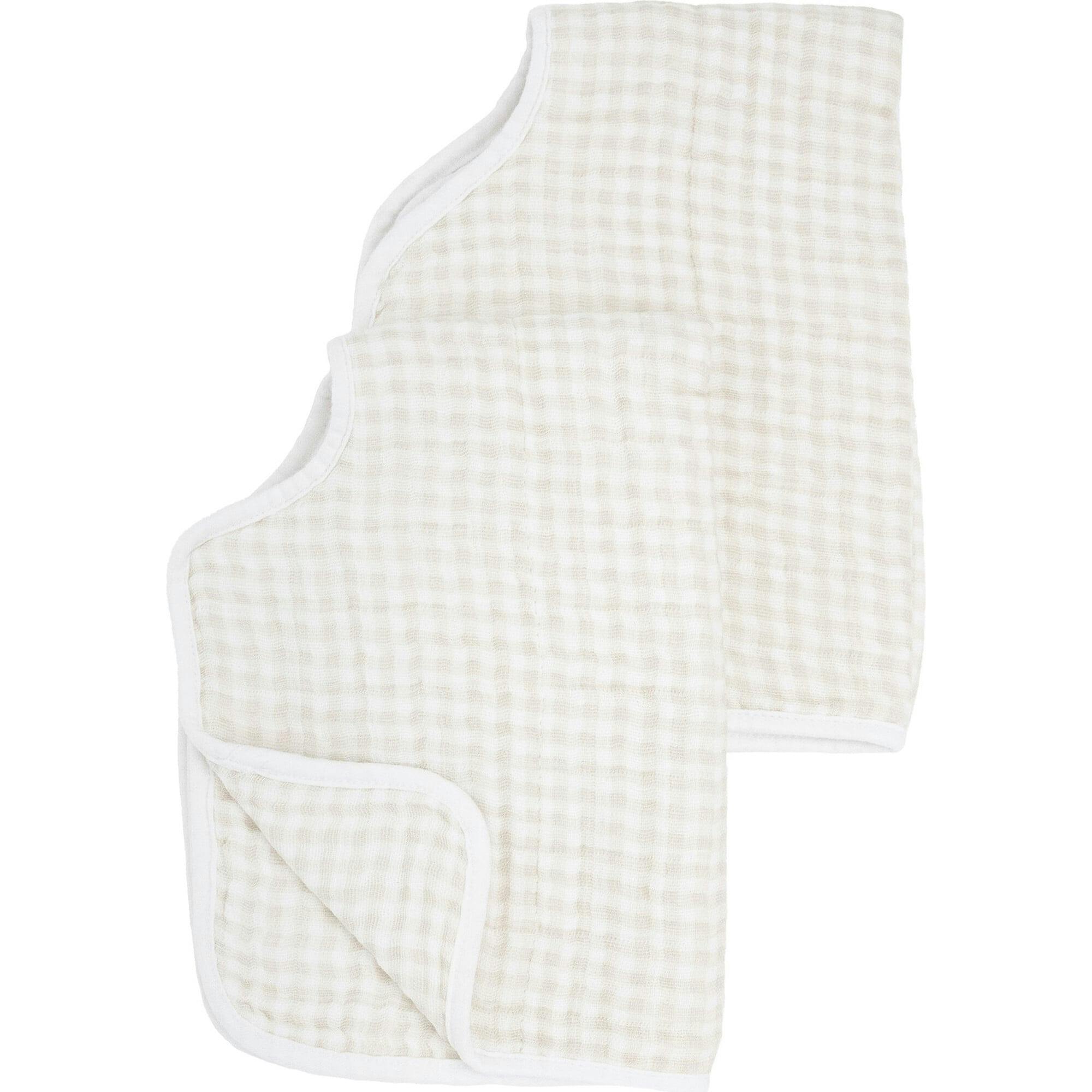 Cotton Muslin Burp Cloth 2 Pack - Tan Gingham