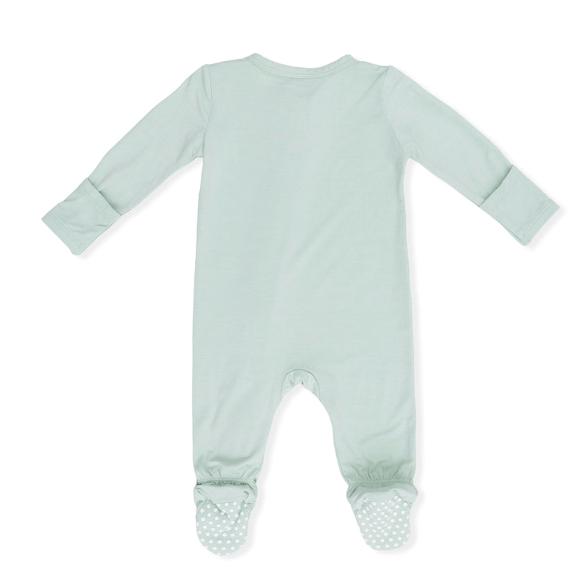 Solid Cameo Green - 2 Way Zipper Footie