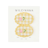 Crochet Clip set in Yellow Gingham