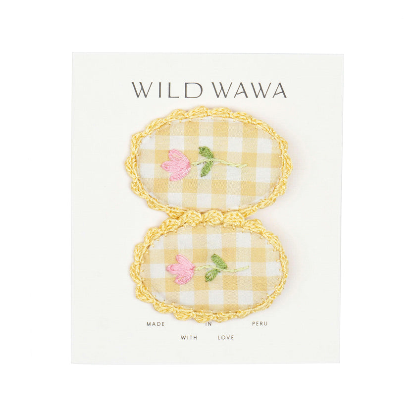 Crochet Clip set in Yellow Gingham