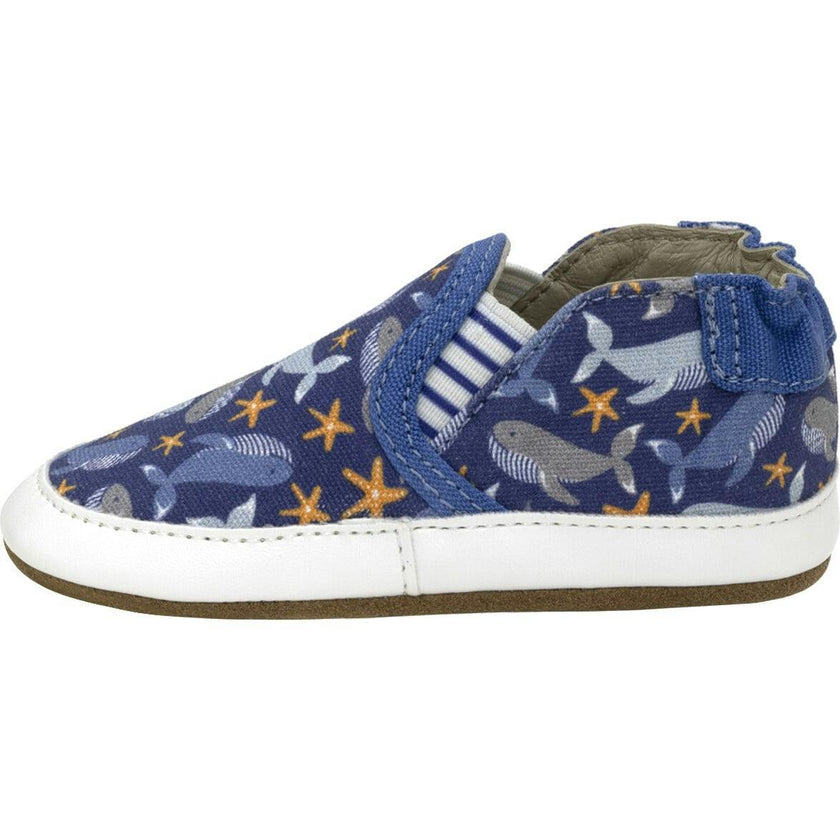 Whale Tale Soft Soles in Dark Blue