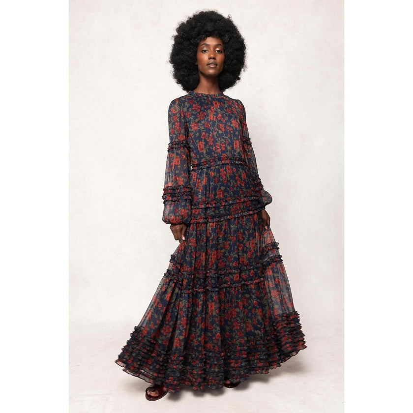 Geneva Dress in Scarlet Bloom