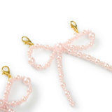 Packed Party Pink Pearl Bow Shoe Charms - Multi-Sized Faux Pearl Bow Charms with Lobster Clips for Sneakers, 2.75x3.3 Inch