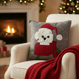 Hand Felted Wool Christmas Pillow - Dog Box - 20" Arcadia Home
