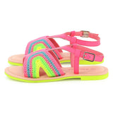 Pink Neon Colorblock Crochet Sandals