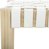 Amalia Leather Weave Bench