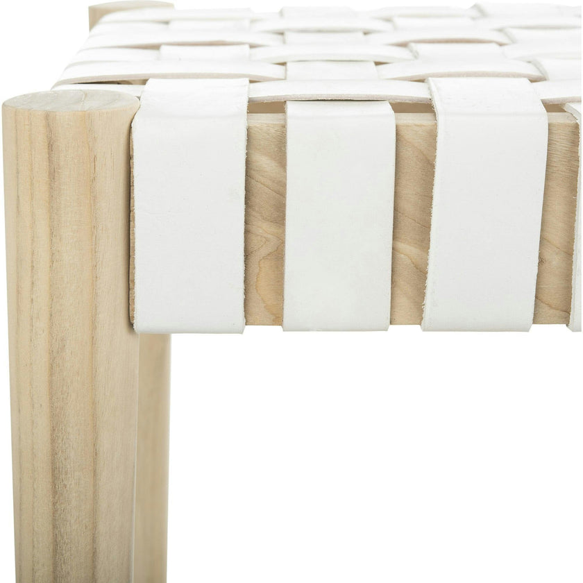 Amalia Leather Weave Bench