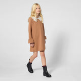 Brown Lace Collar Dress