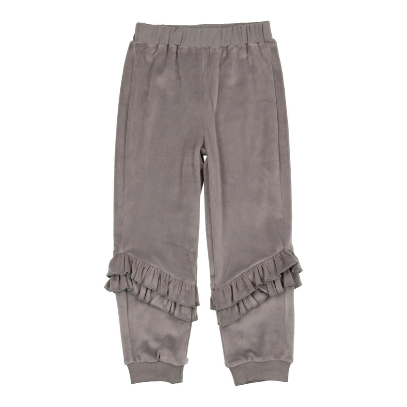 Velour Ribbed Waist & Cuff Ruffle Joggers