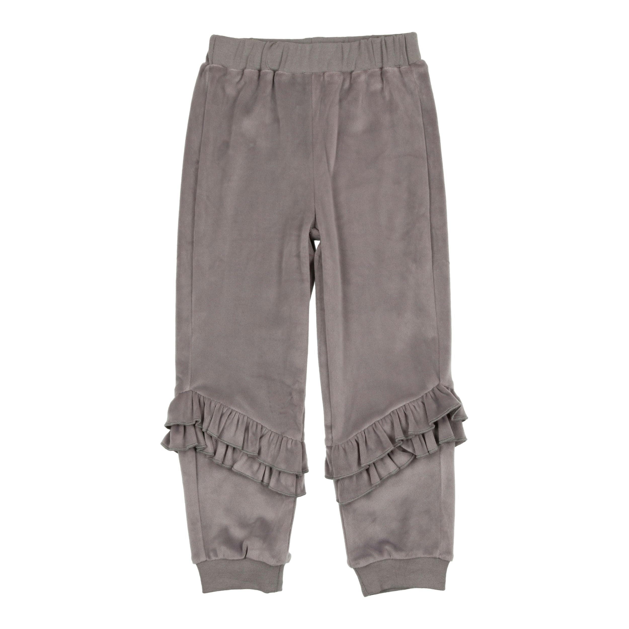 Velour Ribbed Waist & Cuff Ruffle Joggers
